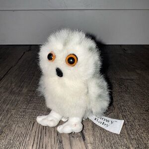 Vintage Realistic Stuffed Animal House Baby Snowy Owl Stuffed Plush 5" Plush Toy